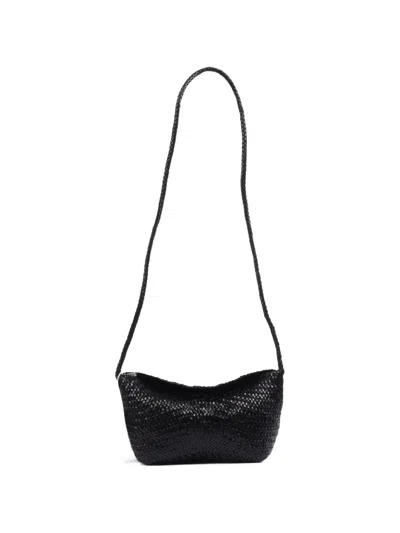 Dragon Diffusion Corsina Diagonal Weave Shoulder Bag In Black