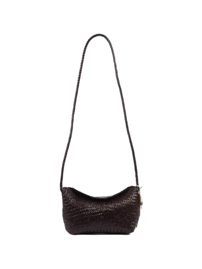 Dragon Diffusion Corsina Diagonal Weave Shoulder Bag In Brown