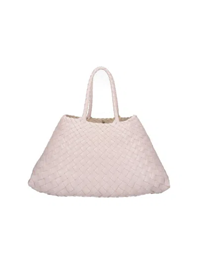 Dragon Diffusion Cream Santa Croce Braided Leather Handbag In Pink