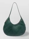 Dragon Diffusion Curved Woven Texture Shoulder Bag In Green