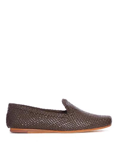 Dragon Diffusion Damas Leather Slippers In Brown