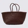 Dragon Diffusion Dark Brown Lather Bamboo Triple Jump Small Totes In Brown