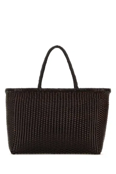 Dragon Diffusion Dark Brown Leather B Weave Bucket Bag