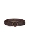 Dragon Diffusion Dark Brown Leather Woven Belt In Brown