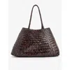 Dragon Diffusion Womens Dark Brown Santa Croce Woven-leather Top-handle Basket Bag