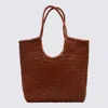 Dragon Diffusion Dark Orange Leather Diagonal Totes In Brown