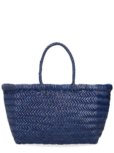 Dragon Diffusion Deep Blue Triple Jump Small Leather Tote Bag