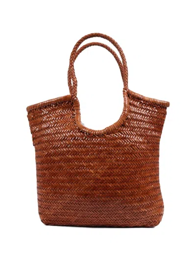 Dragon Diffusion Diagonal Woven Tote Bag In Brown