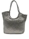 Dragon Diffusion Grace Basket Small Tote In Gunmetal Leather In Gray