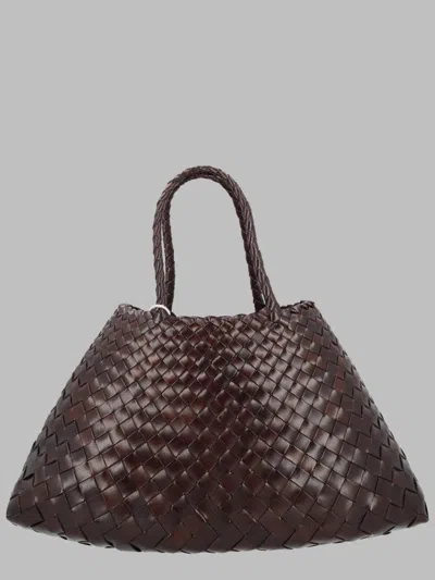 Dragon Diffusion Dragon-emblem Leather Handbag In Dark Brown