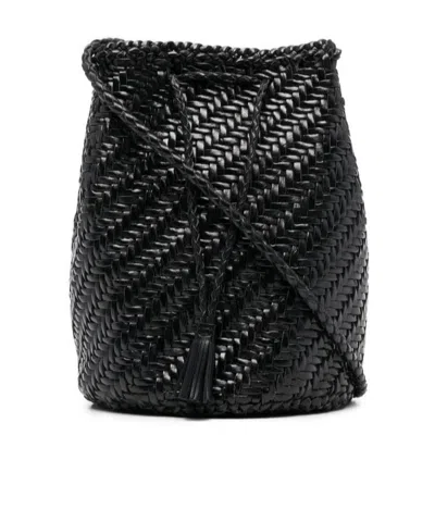Dragon Diffusion Drawstring Knitted Shoulder Bag In Black
