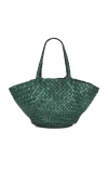 Dragon Diffusion Egola Woven-leather Basket Bag In Military Green