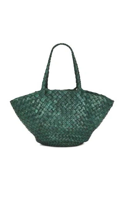 Dragon Diffusion Egola Woven-leather Basket Bag In Military Green