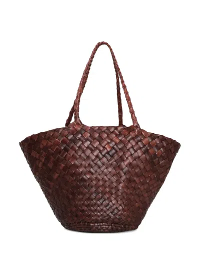 Dragon Diffusion Egola Interwoven Leather Tote Bag In Brown