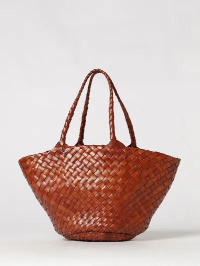 Dragon Diffusion Egola Woven Leather Shoulder Bag With Double Handles In Brown