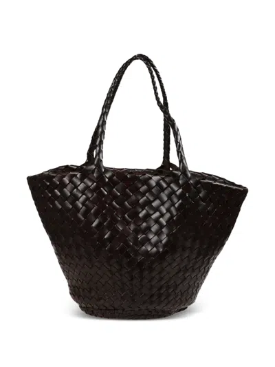 Dragon Diffusion Egola Woven Top Handle Tote Bag In Brown