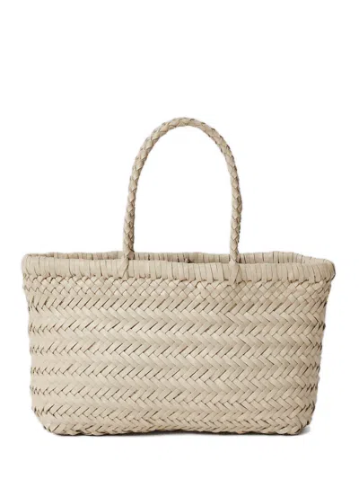 Dragon Diffusion Elegant 17 Cm Mini Leather Tote With Double Top Handles In White