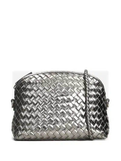 Dragon Diffusion Fellini Woven Cross Body Bag In Silver