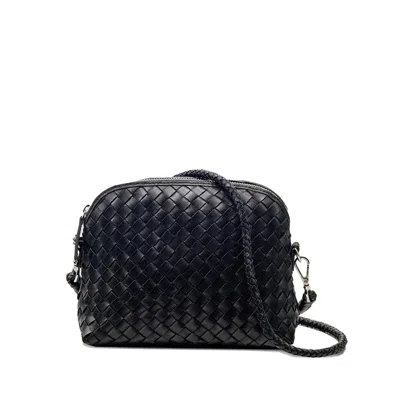 Dragon Diffusion Fellini Woven-leather Cross Body Bag In Black