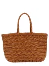 Dragon Diffusion Woven Buff Leather Mini Flat Bag In Buff