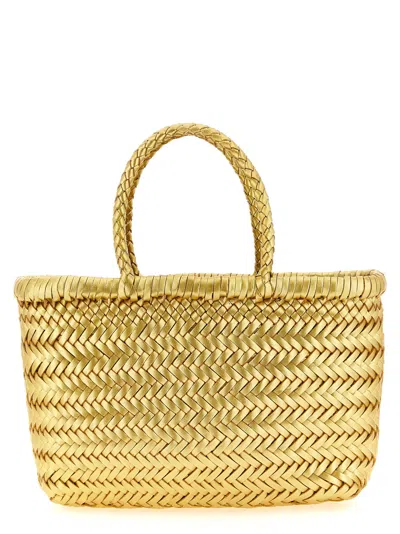 Dragon Diffusion Flat Gora Hand Bags Gold In Yellow
