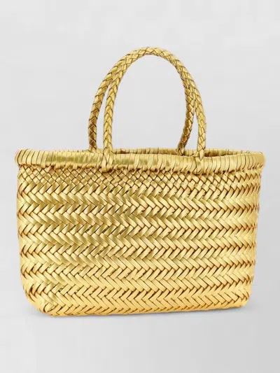 Dragon Diffusion Flat Gora Mini Handbag Braided Handles In Brown