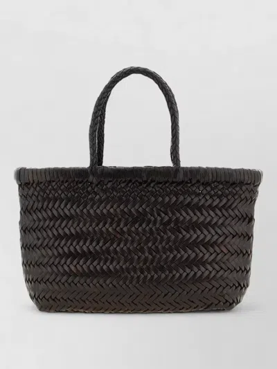 Dragon Diffusion Flat Gora Mini Tote Bag Woven Handles In Brown
