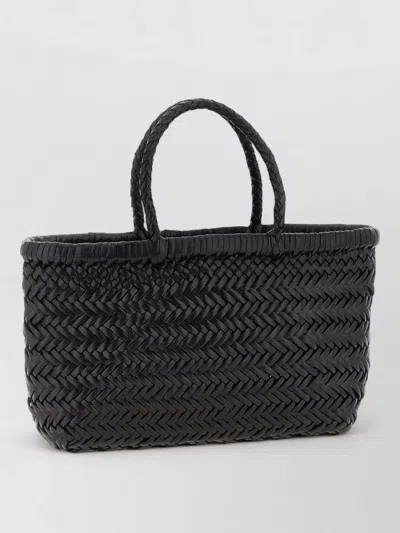 Dragon Diffusion Flat Gora Mini Tote Bag Woven Handles In Black