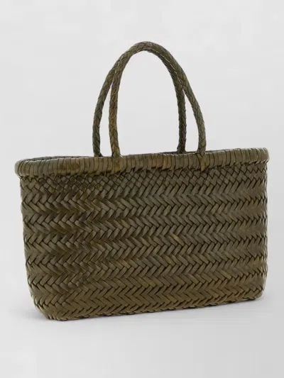 Dragon Diffusion Flat Gora Mini Tote Woven Rectangular In Brown