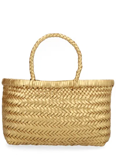 Dragon Diffusion Flat Gora Tightly Braided Bag In Gold