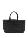 Dragon Diffusion Mini Flat Gora Basket 23x17x6 Cm Buff Calf Leather In Black