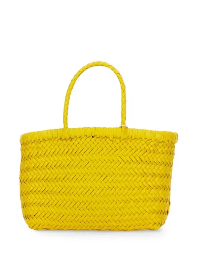 Dragon Diffusion Flat Leather Tote Bag In Yellow