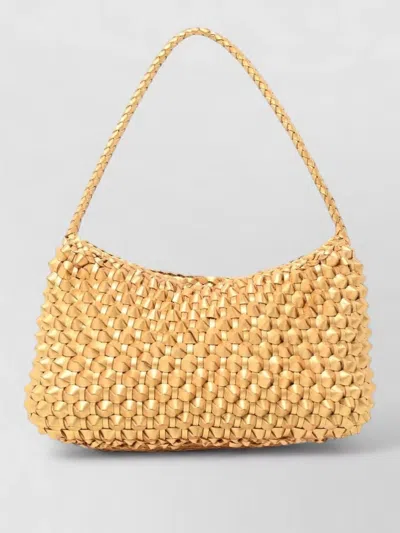 Dragon Diffusion Gold Leather Shoulder Bag In White