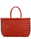 Dragon Diffusion Gora Mini Flat Leather Tote In Red