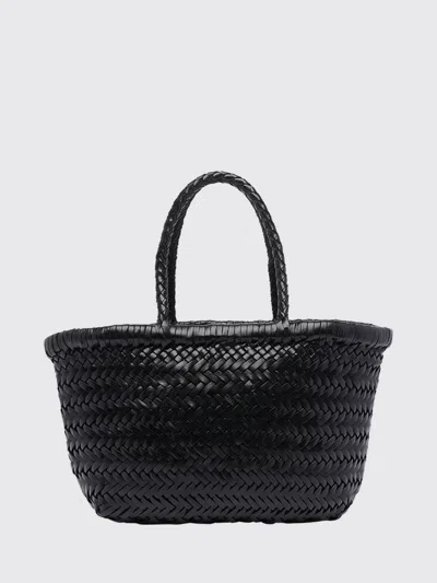 Dragon Diffusion Gora Woven Leather Handbag With Double Handle In Black