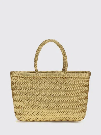 Dragon Diffusion Gora Woven Leather Handbag With Double Handle In Gold
