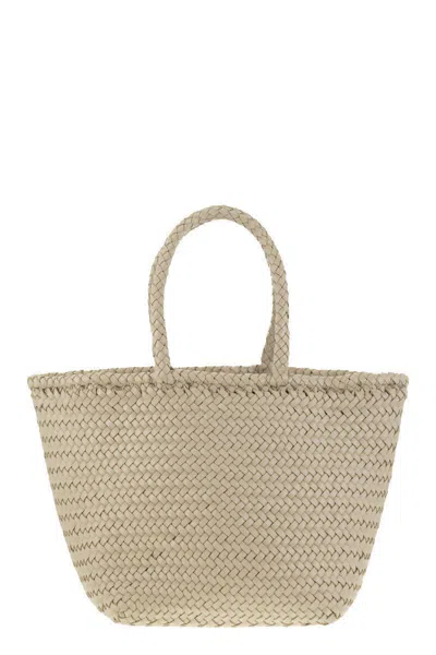 Dragon Diffusion Grace Basket Small - Woven Leather Bag In Pearl