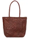 Dragon Diffusion Grace Basket Woven Leather Tote Bag In Brown