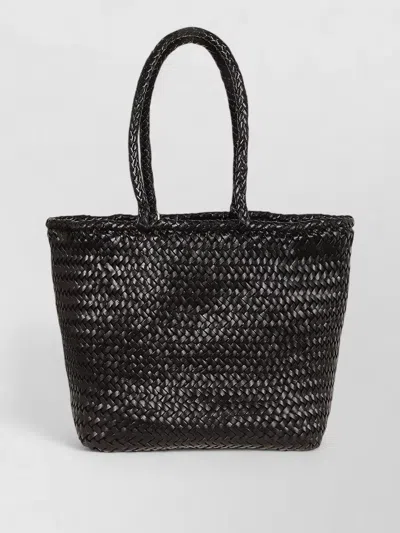 Dragon Diffusion Grace Small Woven Leather Basket Bag In Black