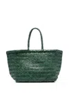 Dragon Diffusion Triple Jump Green Handbag With Two Top Handles And Woven Design In Leather Woman In Green