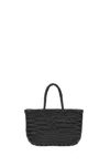 Dragon Diffusion Mini Flat Gora Woven Leather Top Handle Bag In Black