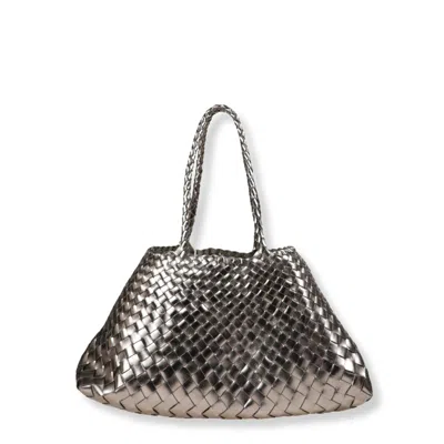 Dragon Diffusion Hand-woven Leather Tote With Artisanal Braided Detailing In Gray