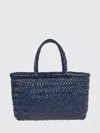 Dragon Diffusion Mini Flat Gora Bag In Woven Leather In Blue
