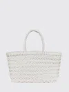 Dragon Diffusion Mini Flat Gora Bag In Woven Leather In White