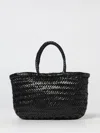Dragon Diffusion Mini Flat Gora Woven Leather Top Handle Bag In Black