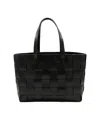 Dragon Diffusion Handwoven Black Cow Leather Tote Bag With Rectangular Structure In Black