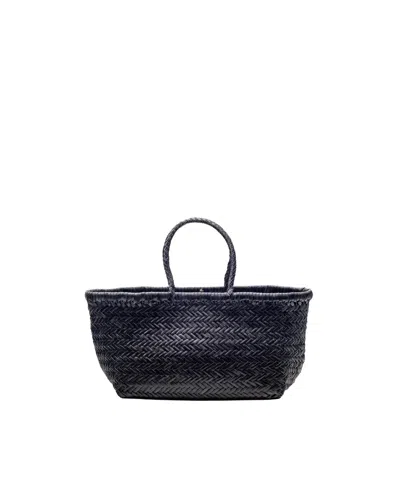 Dragon Diffusion Handwoven Buffalo Calf Leather Basket Tote In Black