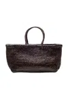 Dragon Diffusion Handwoven Buffalo Calf Leather Tote With Intricate Weave In Black