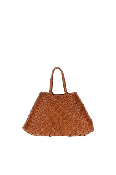 Dragon Diffusion Handwoven Buffalo Calf Leather Tote With Textured Design In Brown