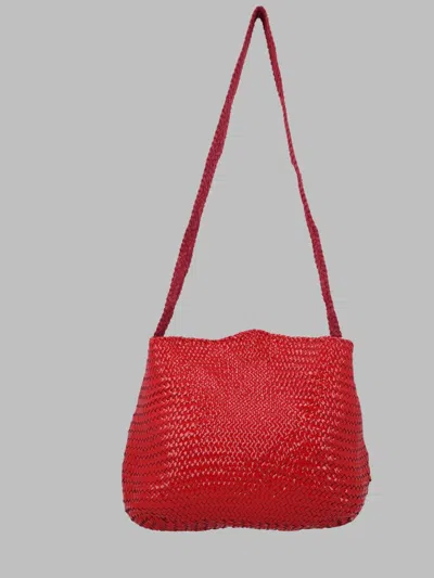 Dragon Diffusion Handwoven Leather Shoulder Bag In Red
